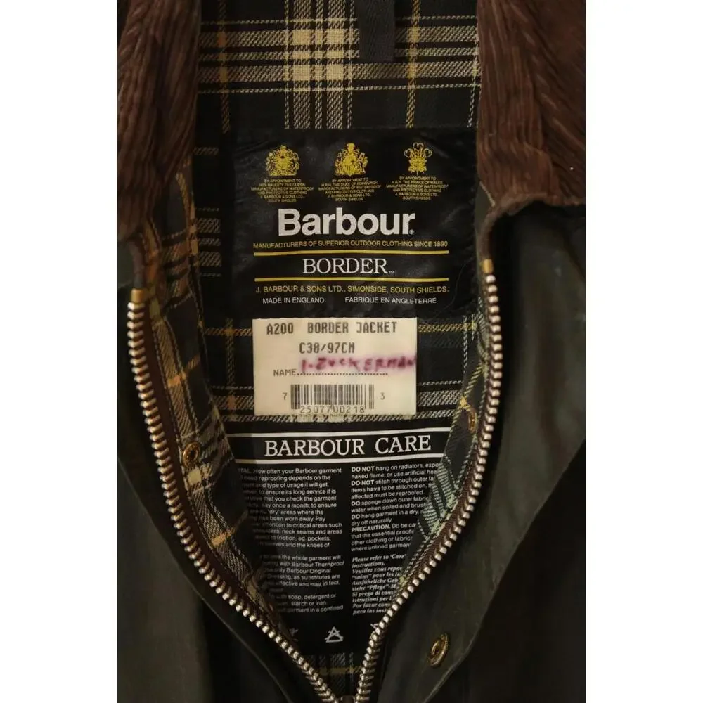 Barbour Vintage A200 Border Wax Jacket C38 Small Sage Green Country England - Picture 5 of 15